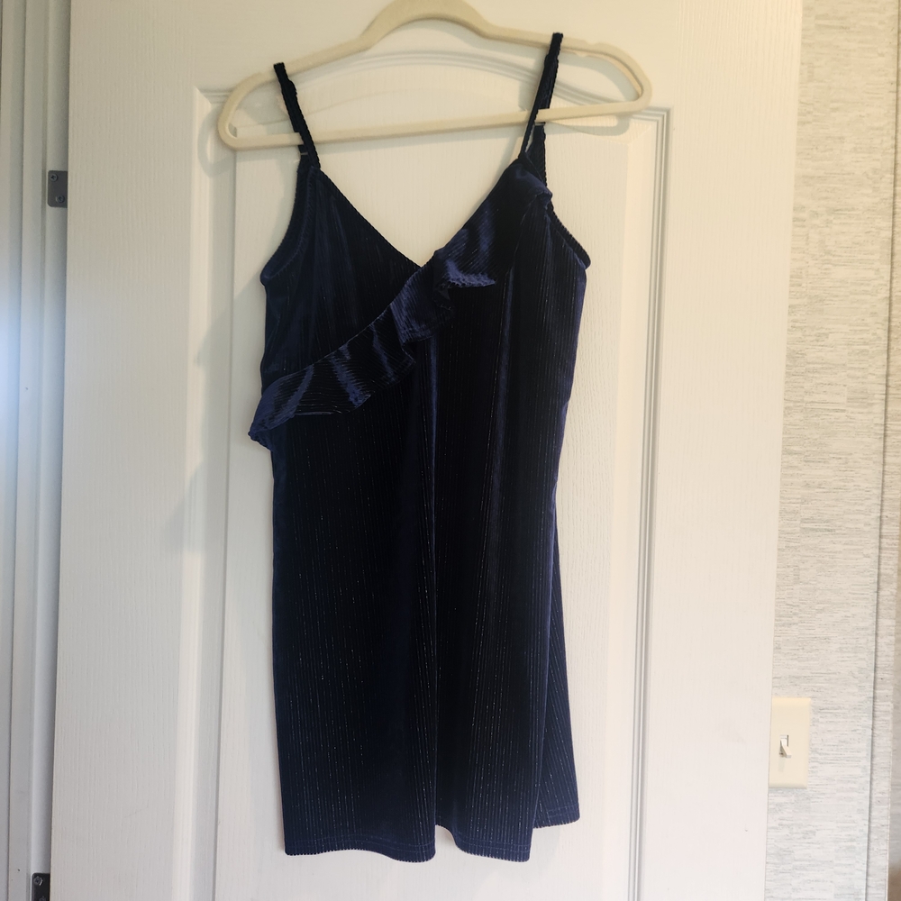 Honey Belle Navy Blue Velvet Blouse Size M Euc